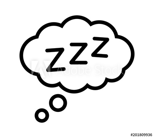500x450 Sleeping, Zzz Or Slumber In Thought Bubble Vector Icon For Sleep