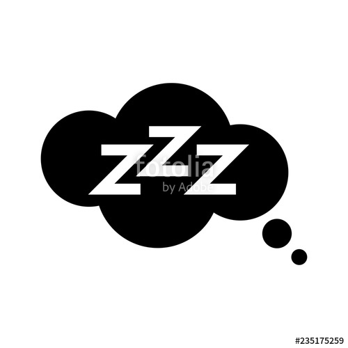 500x500 Sleeping, Zzz Or Slumber In Thought Bubble Vector Icon For Sleep