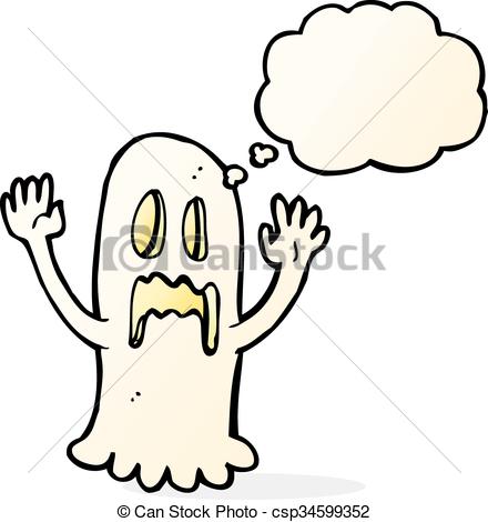 440x470 Cartoon Spooky Ghost With Thought Bubble