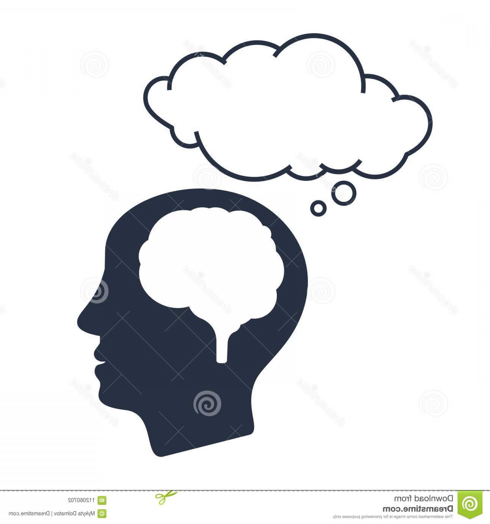 1560x1668 Human Brain Thought Bubble Vector Poster Isolated White Background