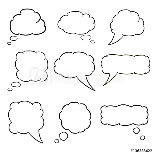 500x500 Thought Cloud Set White Of Vector Illustrations