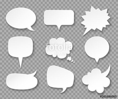 500x417 Paper Speech Bubbles White Blank Thought Balloons, Shouting Box