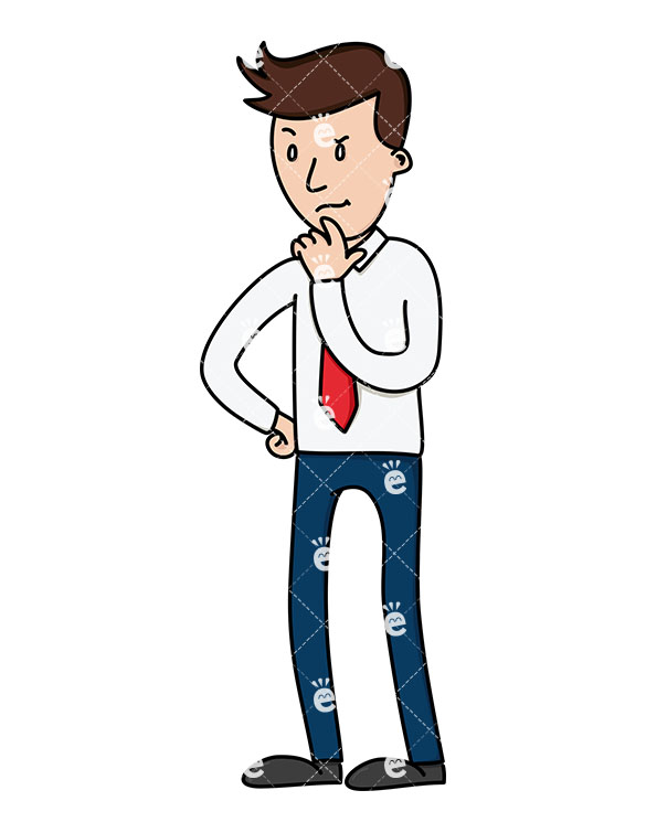 585x755 Businessman With Hand On Chin, Lost In Thought