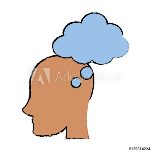 500x500 Profile Head Bubble Thought Vector Illustration