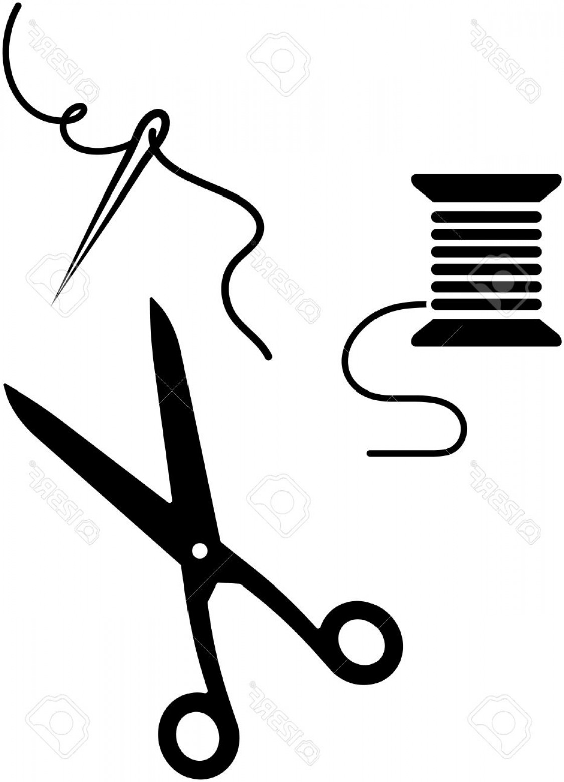Photostock Vector Sewing Items Needle Thread Scissors Vector 1125x1560 Photostock Vector Sewing Items Needle Thread Scissors Vector