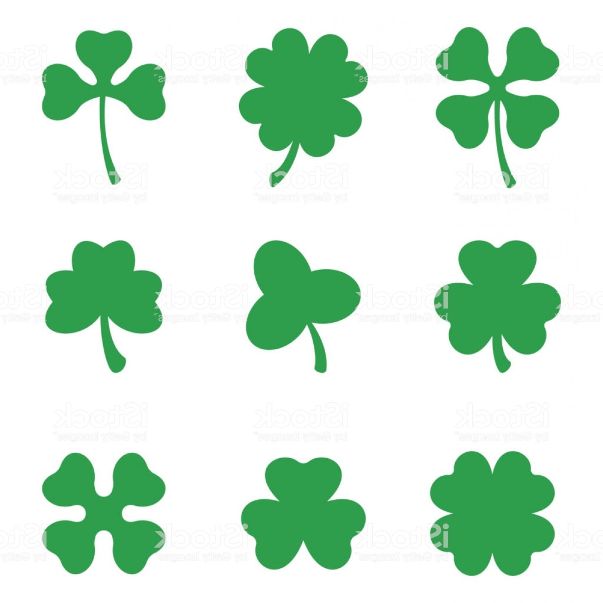 1228x1228 Set Of Three And Four Leaf Clovers Vector Icon St Patricks Day