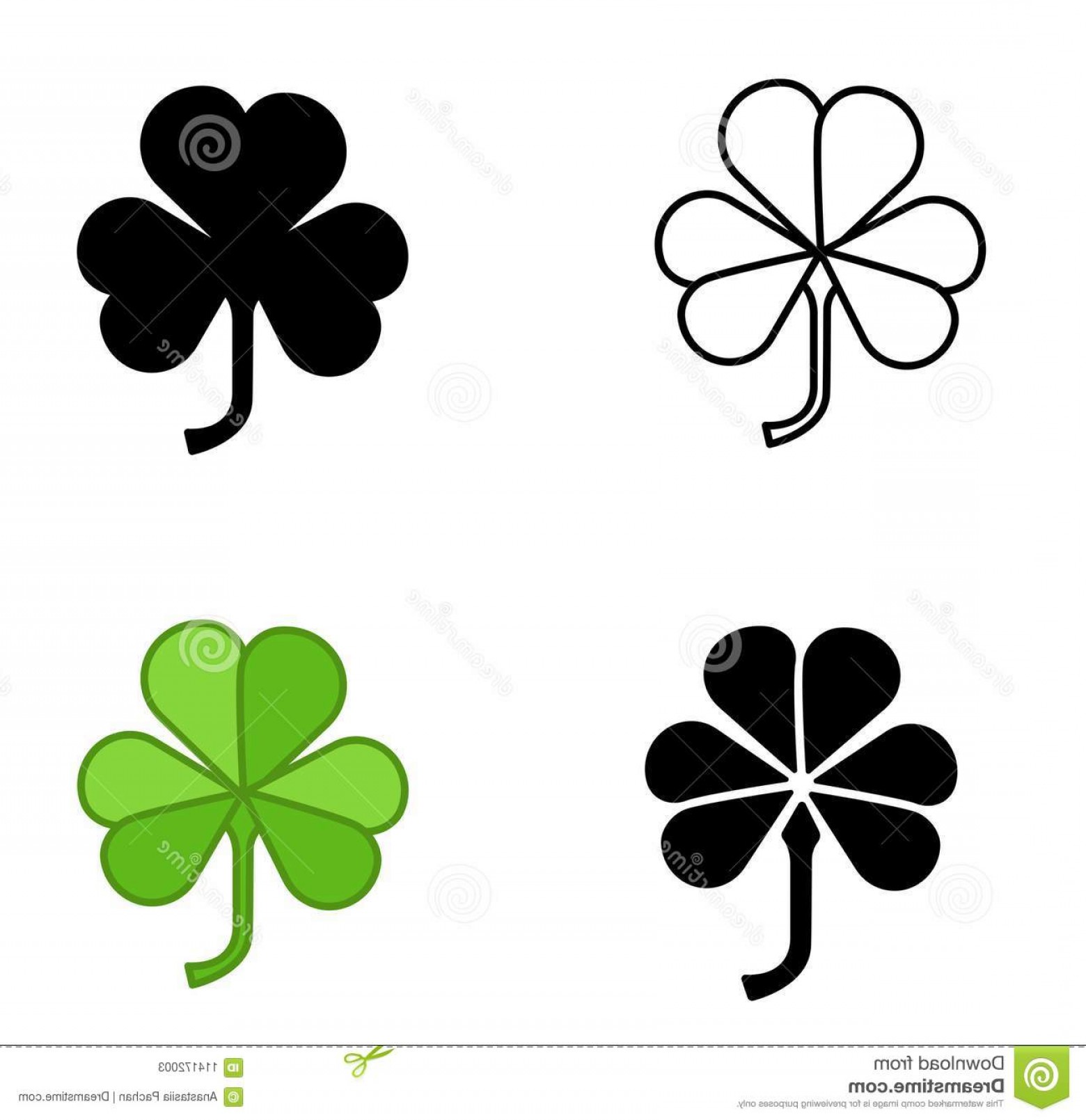 1560x1609 Shamrock Vector Icon Trefoil Art Set Types Color Black White