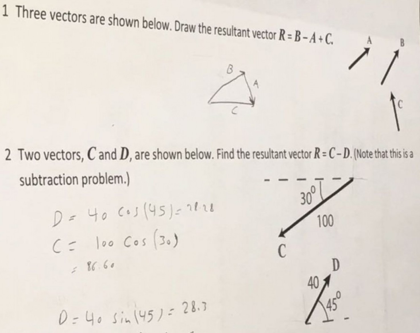 1473x1166 Three Vectors Shown Draw Resultant Vector R B C Two Vectors C D