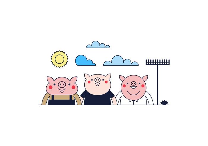 700x490 Free Three Little Pigs Vector