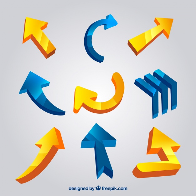 626x626 Pack Of Three Dimensional Arrows Vector Free Download