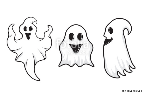 500x327 Set Of Three Vector White Ghosts Isolated On A White Background