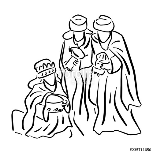500x500 Three Wise Men Bringing Gifts To Jesus Vector Illustration Sketch