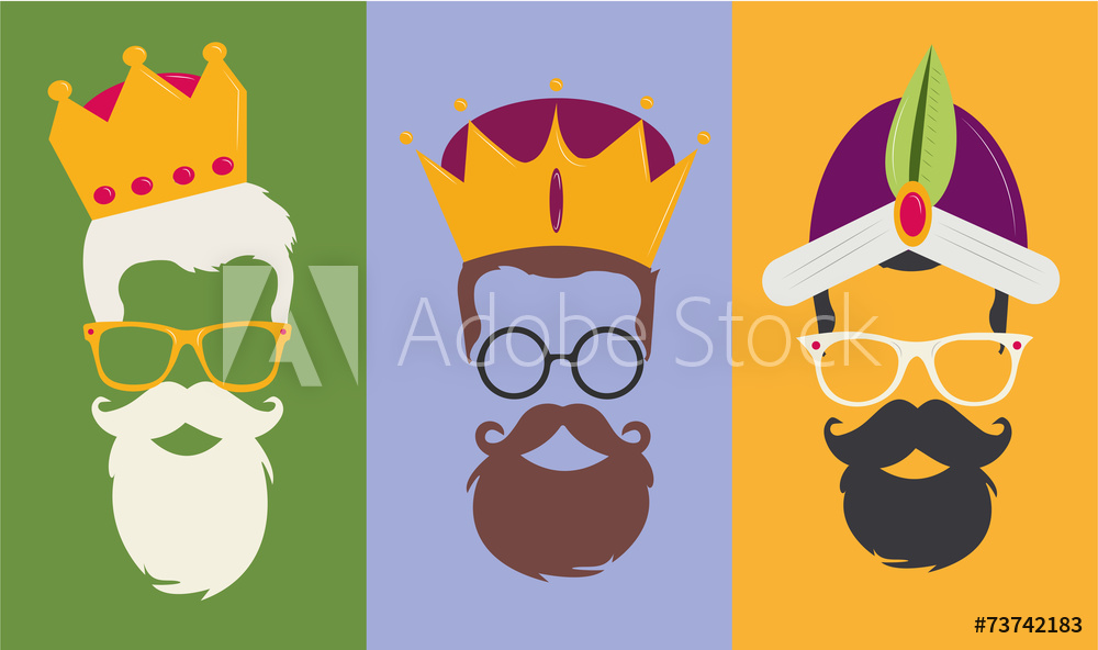 1000x592 Photo Art Print Reyes Magos Hipster The Three Wise Men Vector