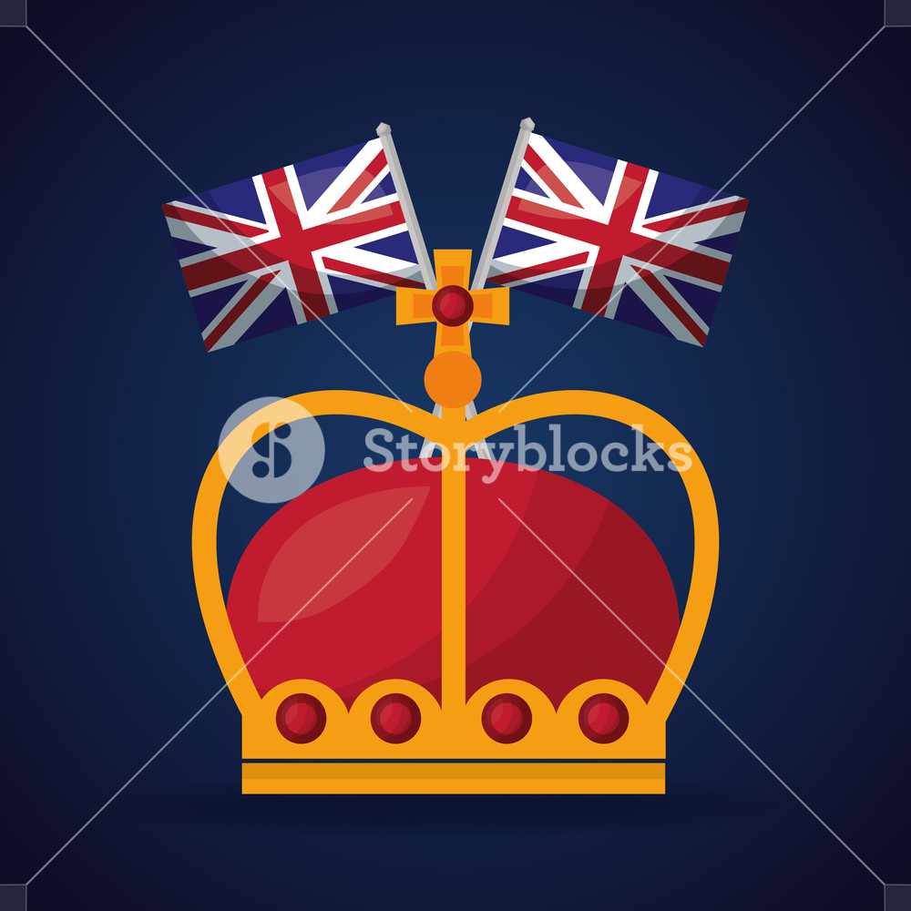 1000x1000 United Kingdom Country Two Flags Red Crown Queen Throne Vector
