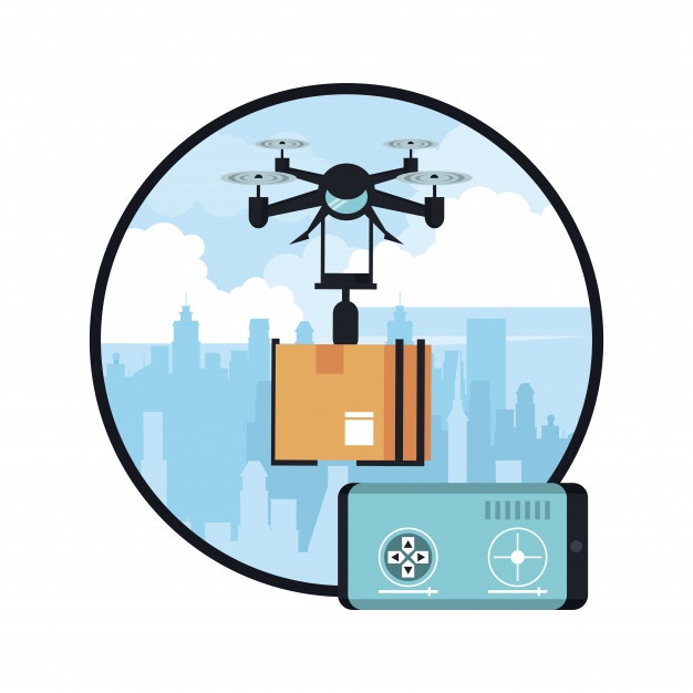 626x626 Flat Composition Of Drone Delivery Vector Free Download