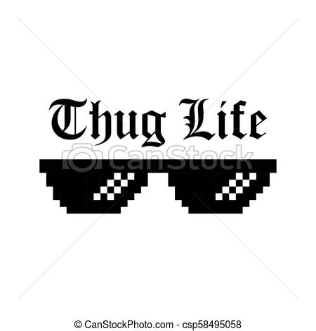 450x470 Creative Vector Illustration Of Pixel Glasses Of Thug Life