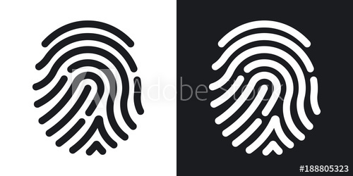 500x250 Fingerprint Icon Simple Vector Illustration On Black And White