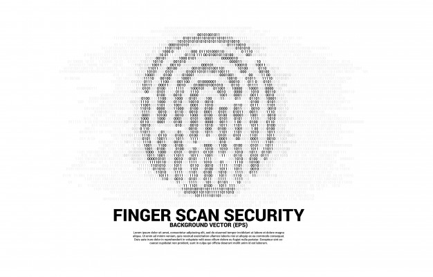 626x400 Vector Thumbprint Icon From One And Zero Binary Code Concept