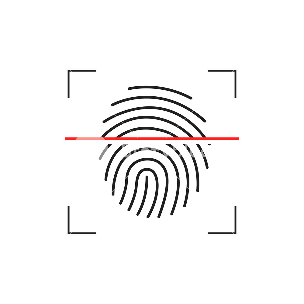 1000x1000 Laser Scanning Of Fingerprint, Vector Illustration Of Digital