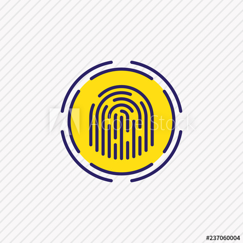 500x500 Vector Illustration Of Fingerprint Scanner Icon Colored Line