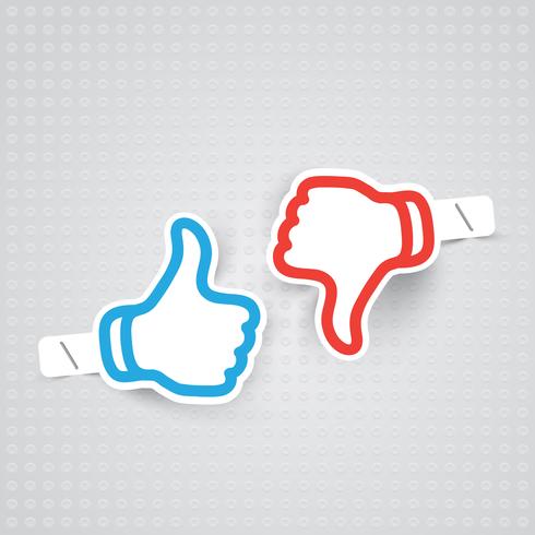 490x490 Realistic Paper Made Thumbs Up And Down, Vector Illustration