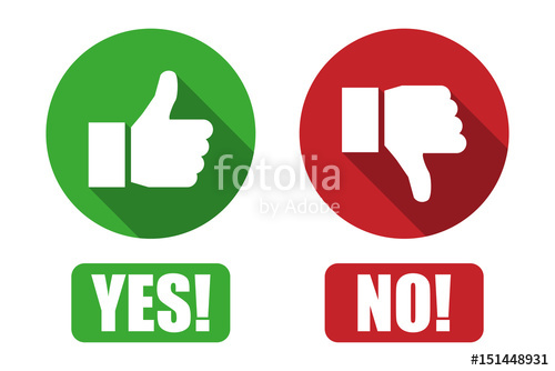 500x334 Yes And No Button With Thumbs Up And Thumbs Down Icons Stock