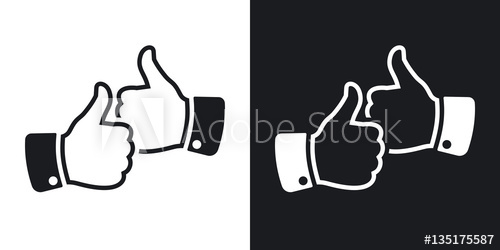 500x250 Hands With Thumbs Up Icon, Vector Two Tone Version On Black