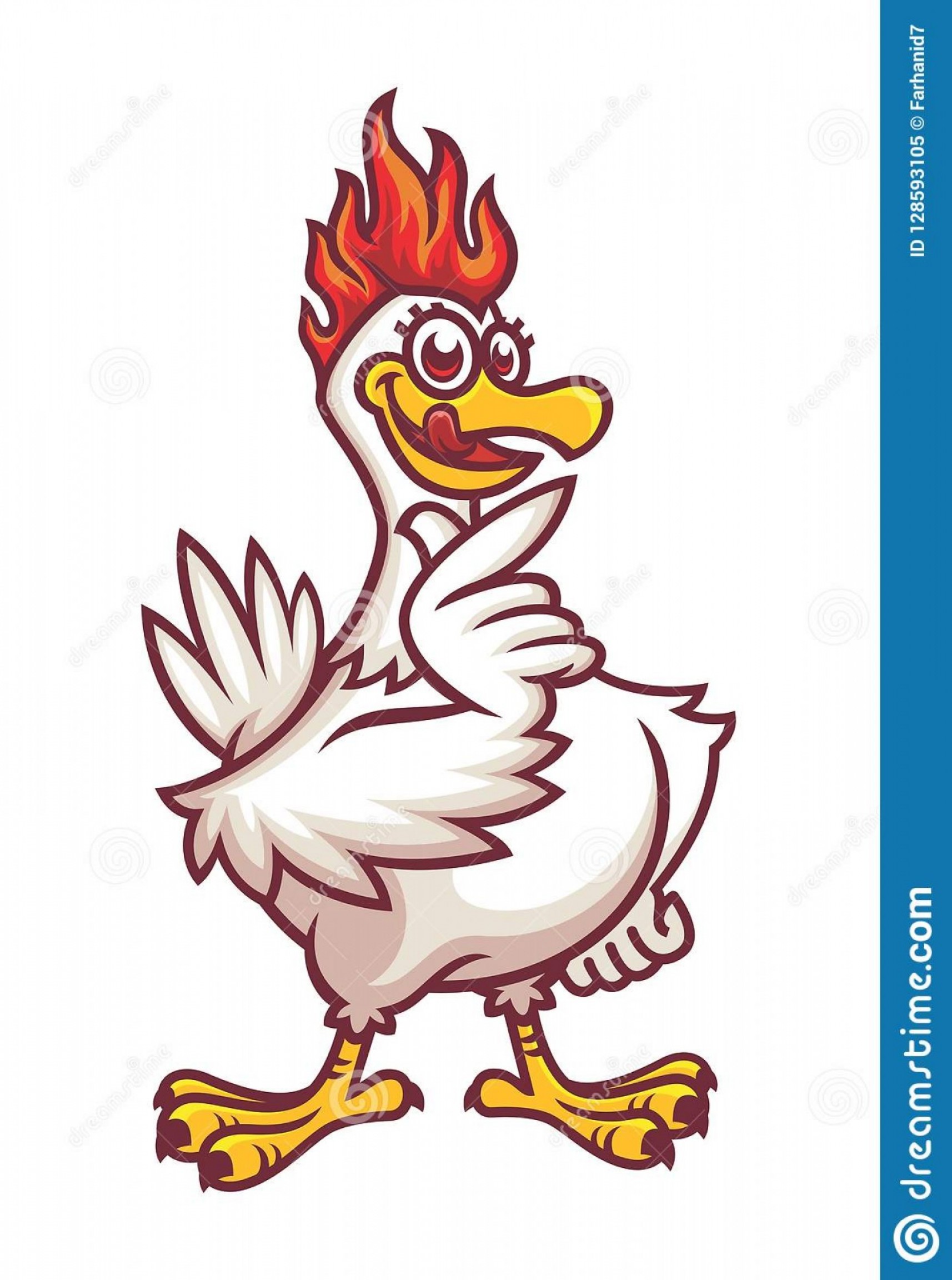 1714x2304 Cartoon Rooster Chicken Fire Giving Thumbs Up Suitable Restaurant