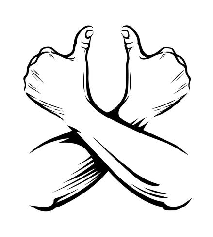 439x490 Crossed Hands Thumbs Up Vector