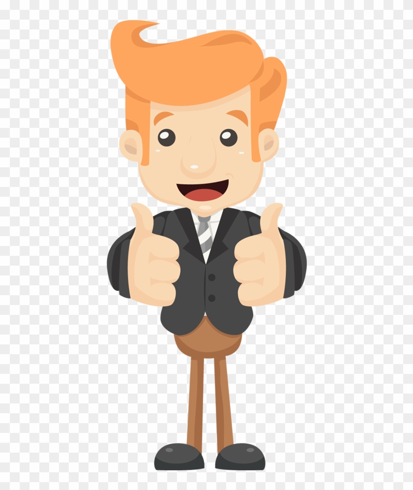 840x996 Cartoon Happy Businessman Hands Make Thumbs Up