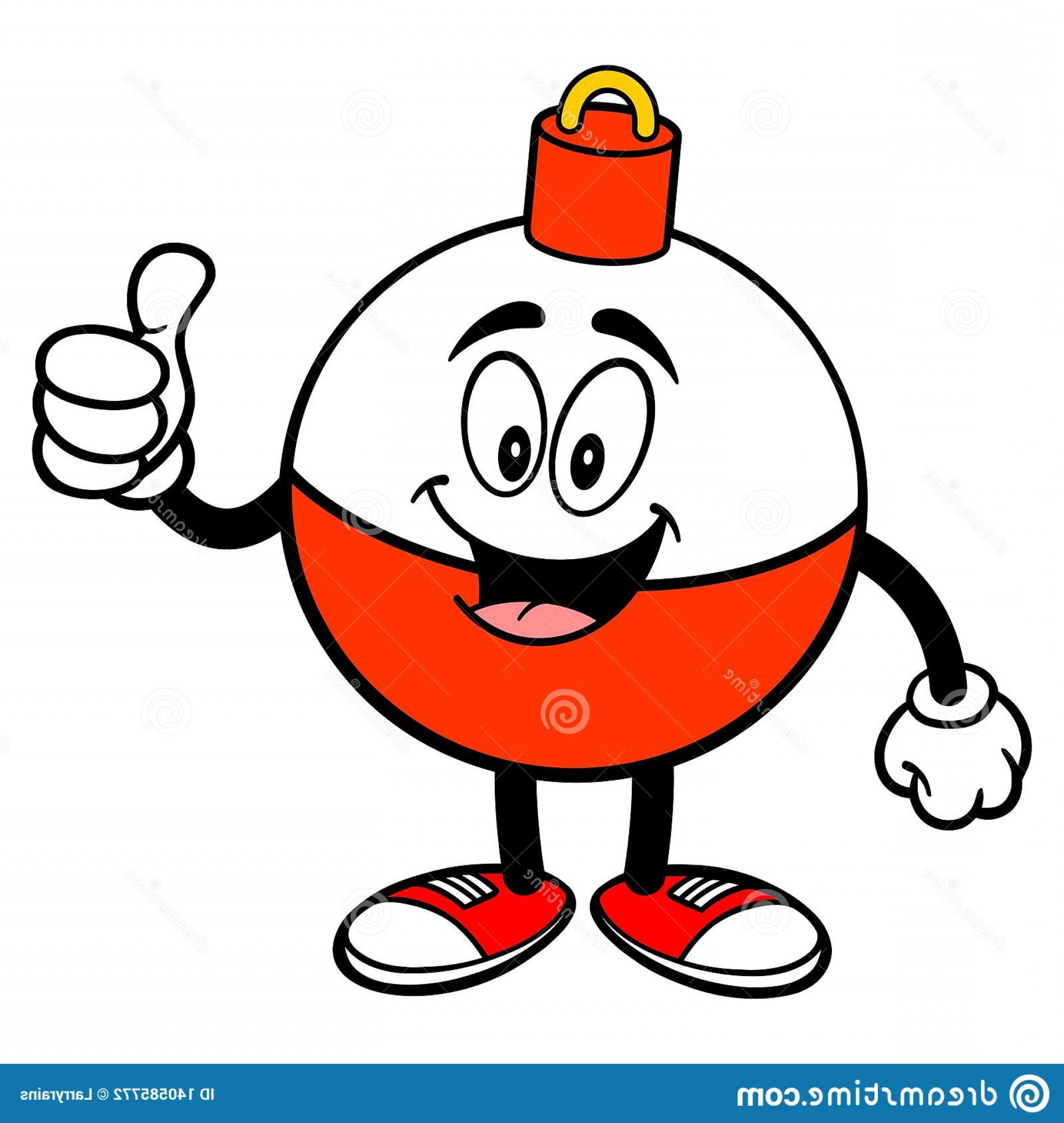 1920x2026 Fishing Bobber Mascot Thumbs Up Vector Cartoon Illustration Red