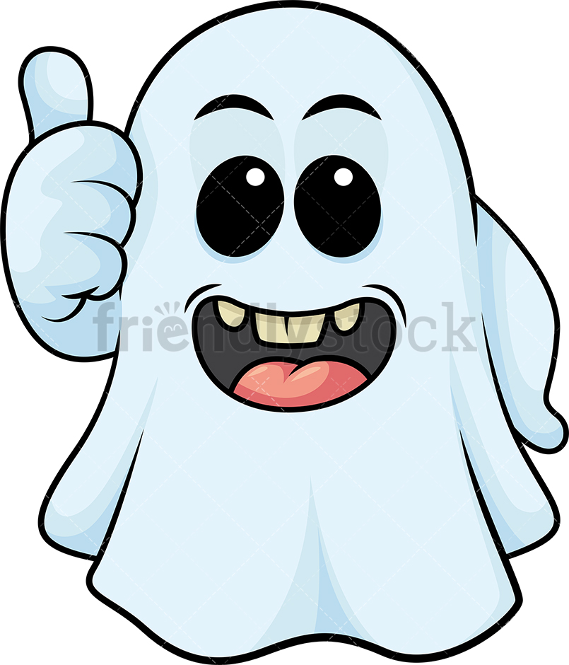 805x940 Ghost Making Thumbs Up Gesture Cartoon Clipart Vector