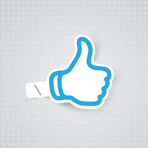 490x490 Realistic Paper Made Thumbs Up, Vector Illustration