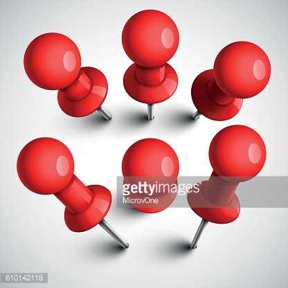416x416 Red Push Pins, Thumbtack Vector Set Premium Clipart