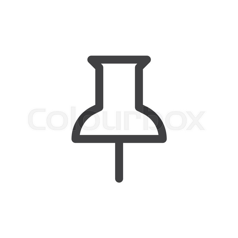 800x800 Thumbtack Line Simple Icon, Outline Stock Vector Colourbox