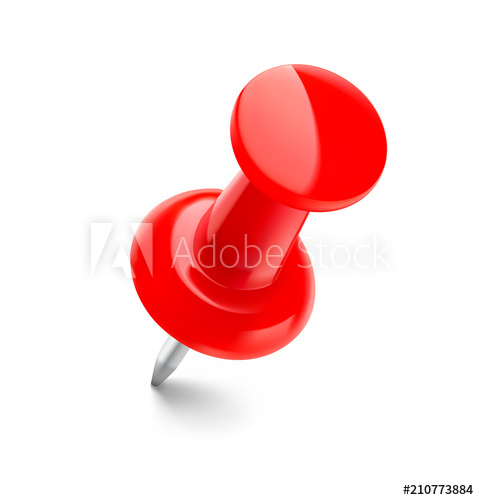 479x500 Realistic Red Thumbtack Pin Isolated On White Background Vector