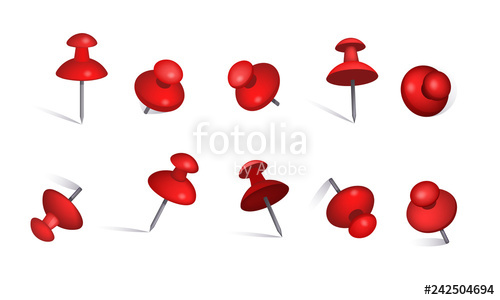500x300 Set Of Red Paper Pins Thumbtack, Note, Information Can Be Used