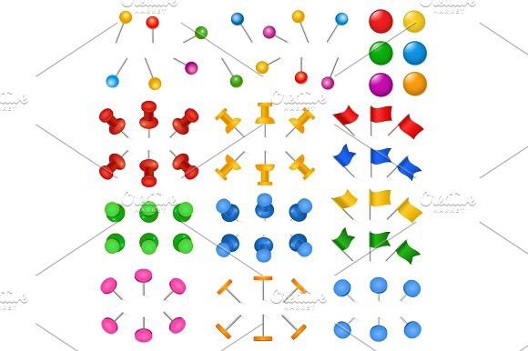 580x386 Office Stationery Buttons Holder Drawing Pin Thumbtack Vector