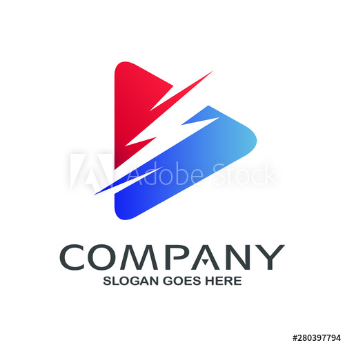 500x500 Play Icon With Thunder Logo Vector