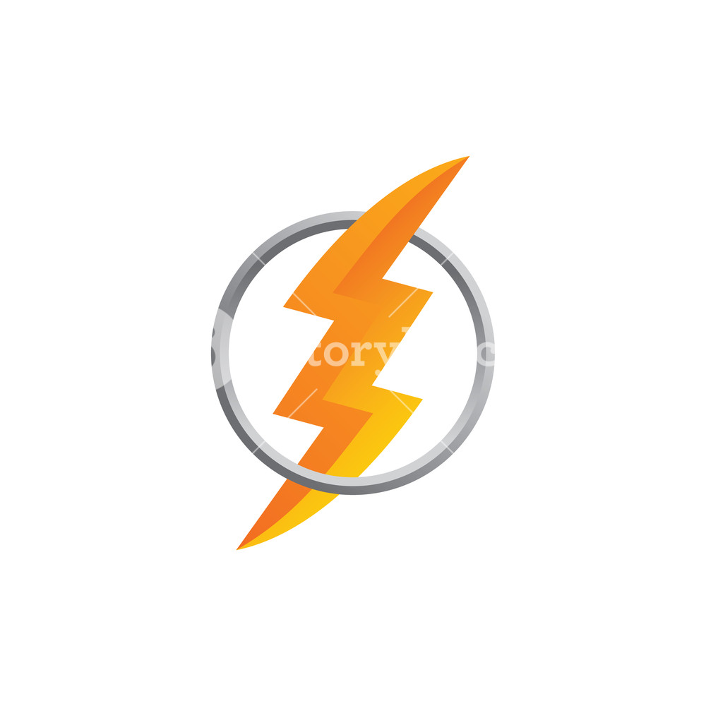 1000x1000 Orange Thunder Bolt Sign Logo Vector Art Royalty Free Stock Image