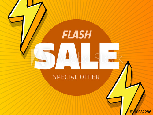 Vector Flash Sale Design With Thunder Vector Illustration, Yellow 500x375 Vector Flash Sale Design With Thunder Vector Illustration, Yellow