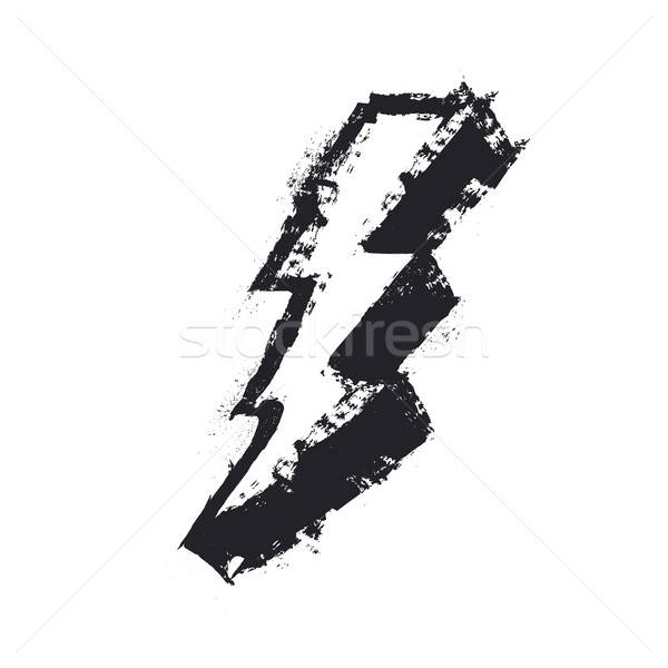 600x600 Lightning Bolt Grunge Icon Thunderbolt Vector Illustration Lev