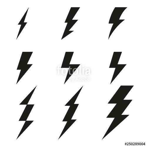 500x500 Lightning Bolt Icons Thunderbolt Vector Set Stock Image