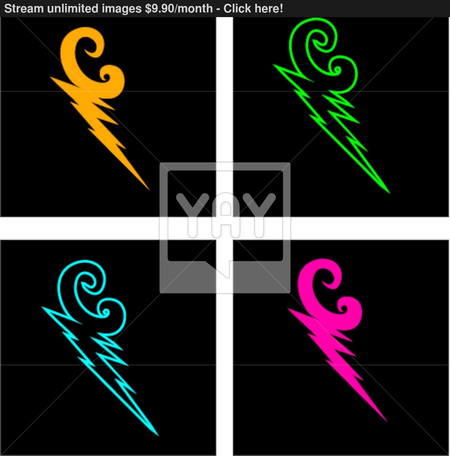 1579x1600 Mix Color Thunderbolt Vector Art Vector