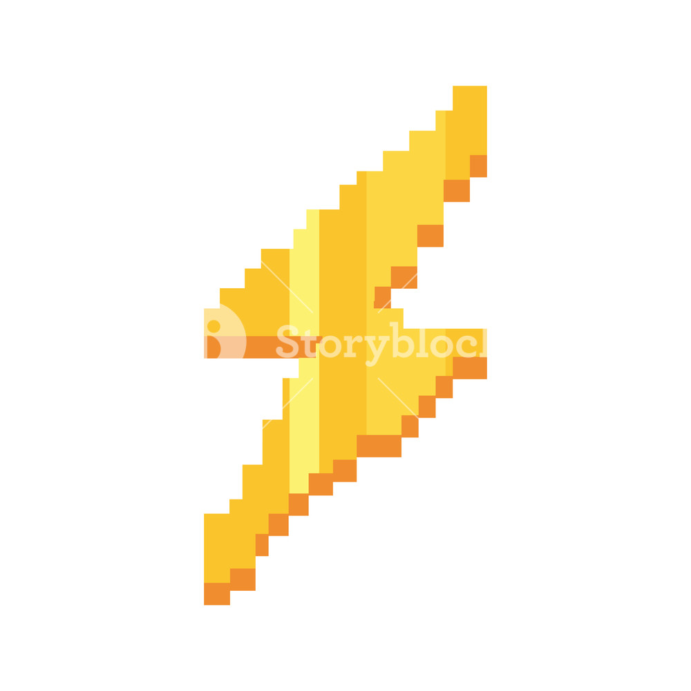 1000x1000 Pixel Video Game Gold Thunderbolt Vector Illustration Royalty Free