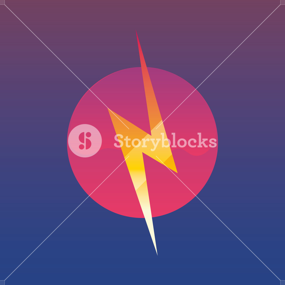 1000x1000 Thunderbolt Label On Gradient Background Vector Illustration