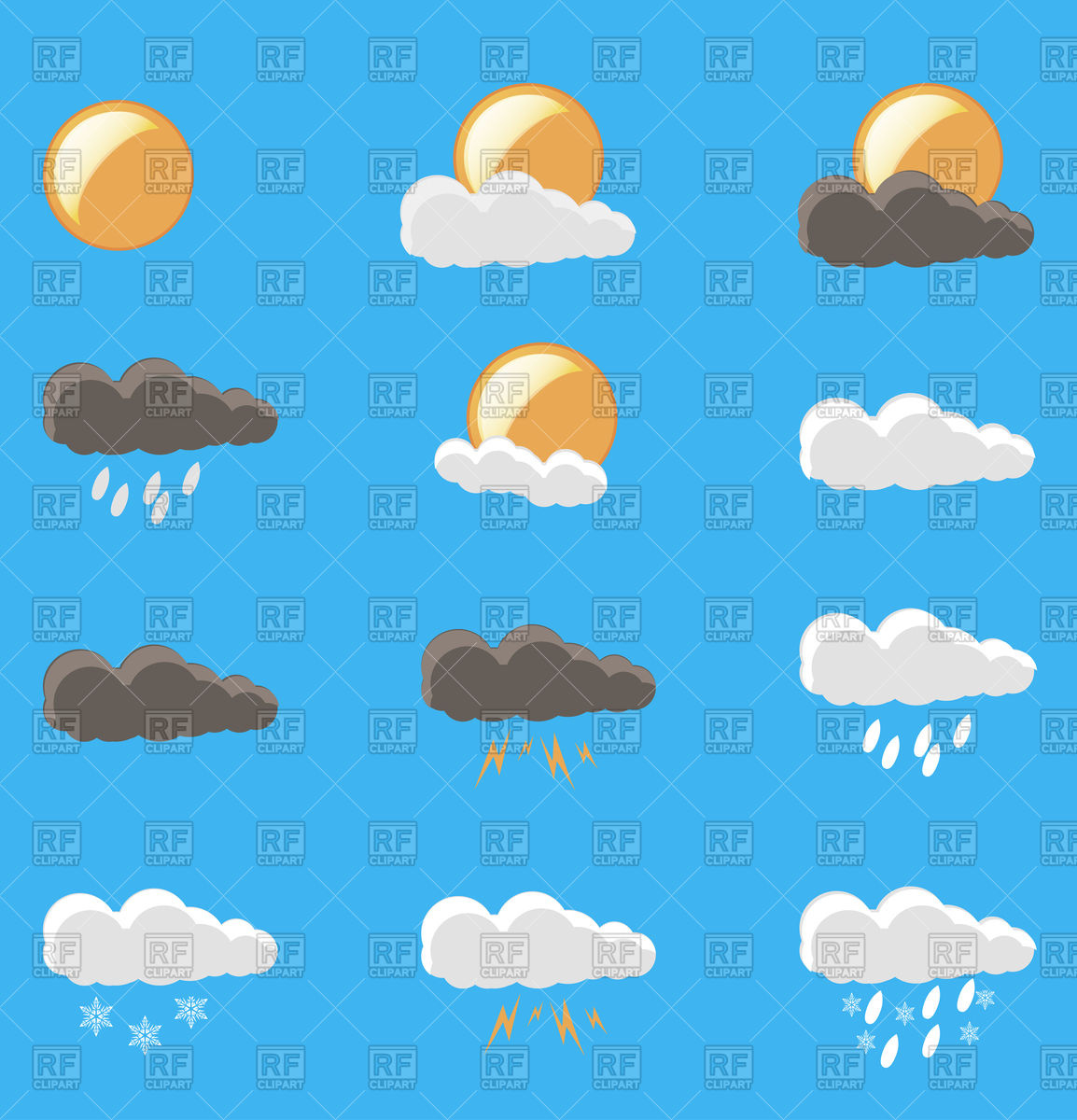 Weather Forecast Icons Set, Rain, Thunderstorm, Sunny Vector 1154x1200 Weather Forecast Icons Set, Rain, Thunderstorm, Sunny Vector