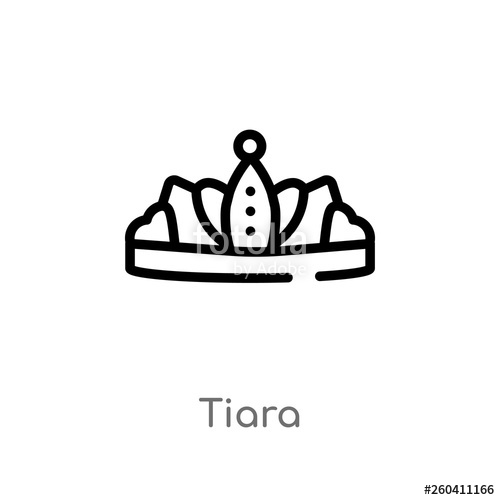 500x500 Outline Tiara Vector Icon Isolated Black Simple Line Element