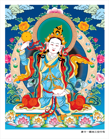 448x570 Tibetan Thangka Three Rows Of Empty Lotus Female Vector