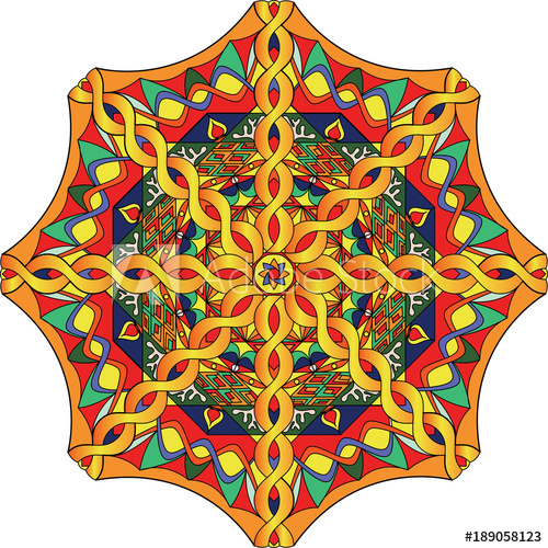 500x500 Colorful Tibetan Mandala Vector Illustration Tibetan Colors